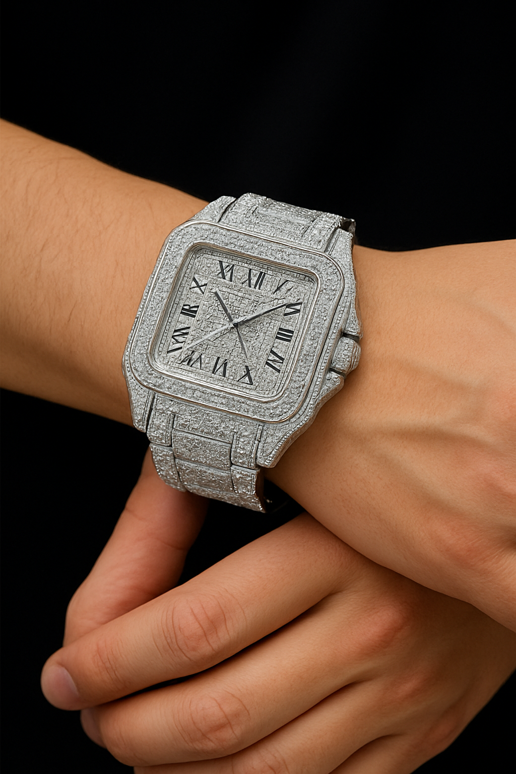 Silver stone Studded Diamond Wrist Watch