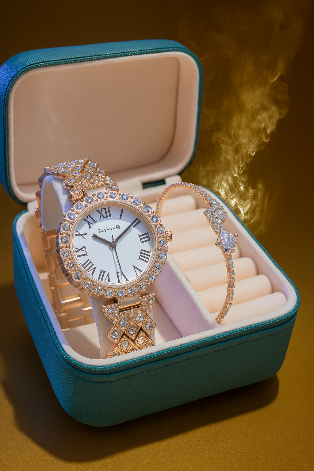 Ethnic Rose Gold Bracelet Look Analog Watch (Set Of Watch & Bracelet)