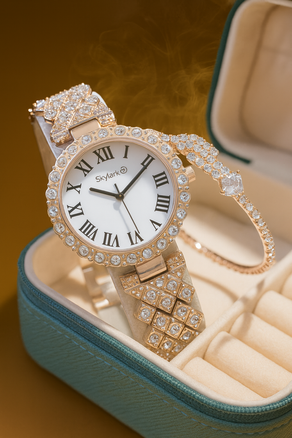 Ethnic Rose Gold Bracelet Look Analog Watch (Set Of Watch & Bracelet)