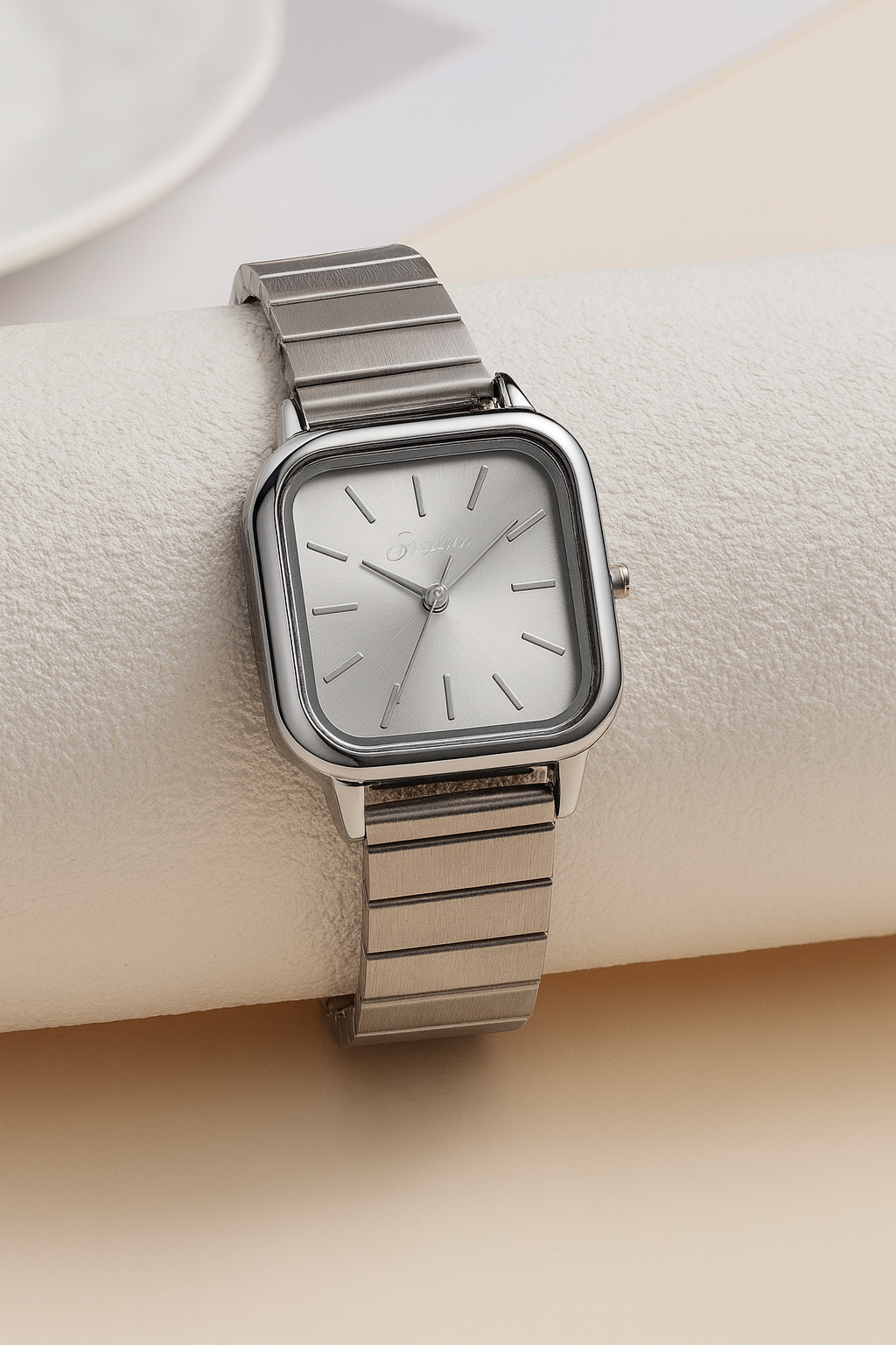 Elegance Silver Square Dial Women’s Stainless Steel Watch