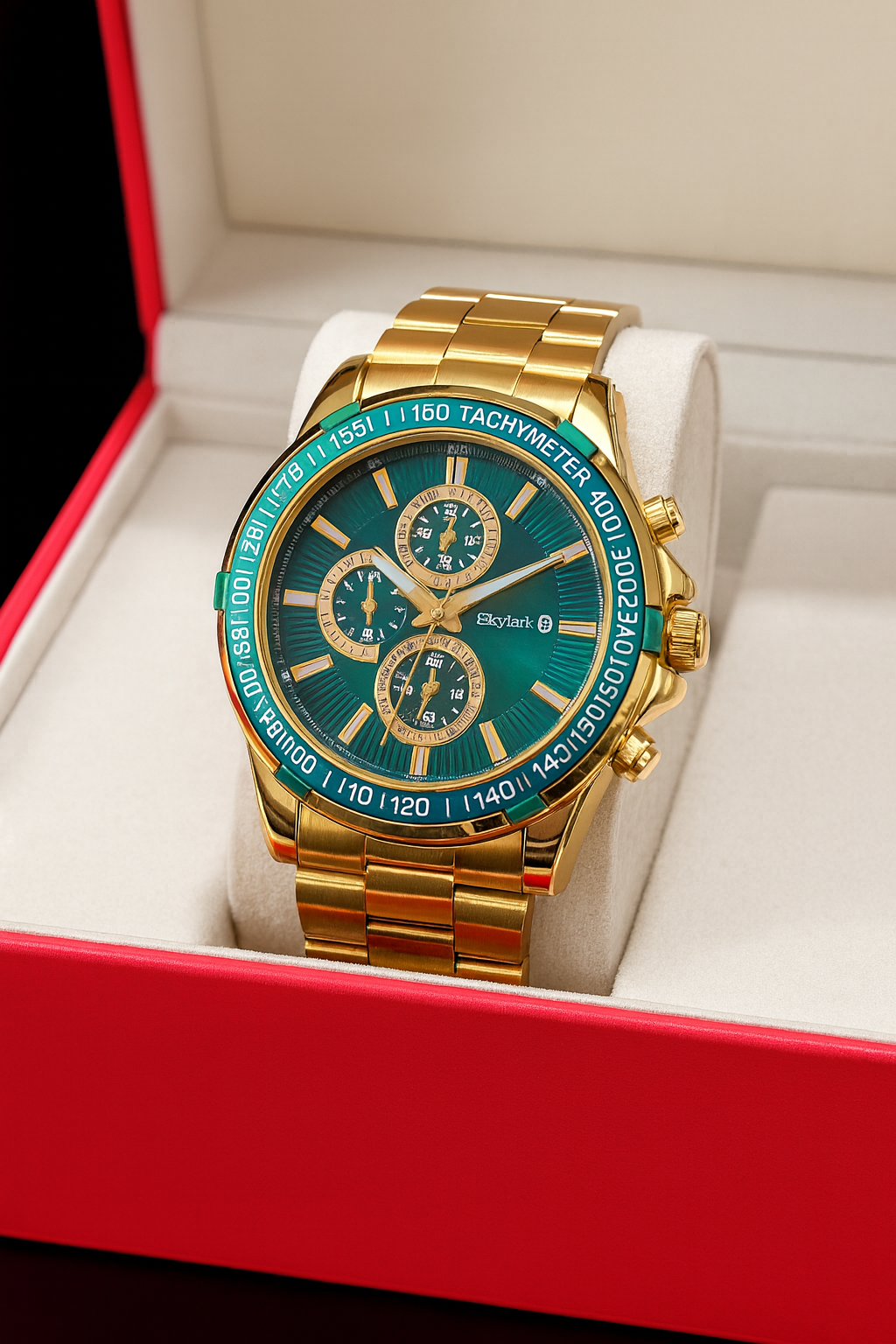 Chronograph Green Dial with Golden Steel chain