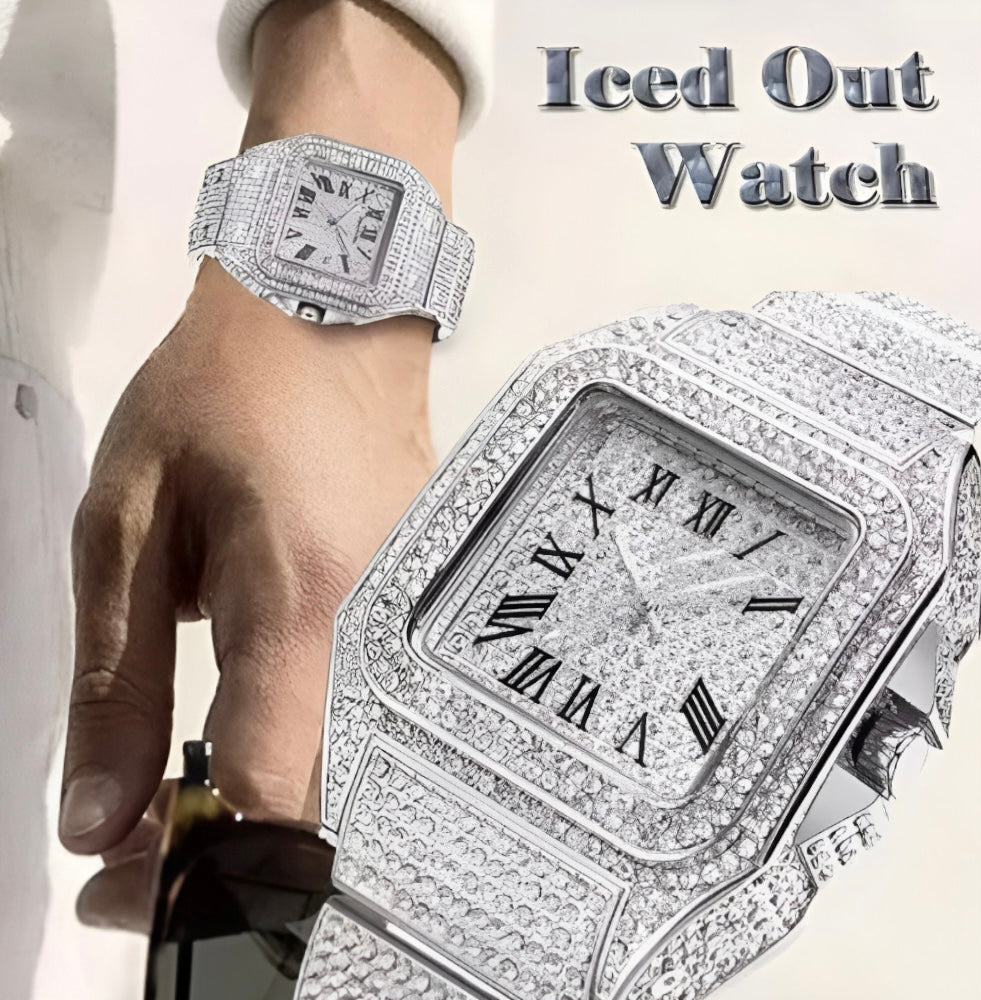 Silver stone Studded Diamond Wrist Watch
